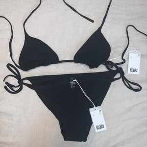 Cos Black Nylon Bikini Set, Size Small, Brand New